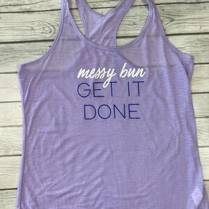 Old Navy Lavender Tank Top - Messy Bun Slogan